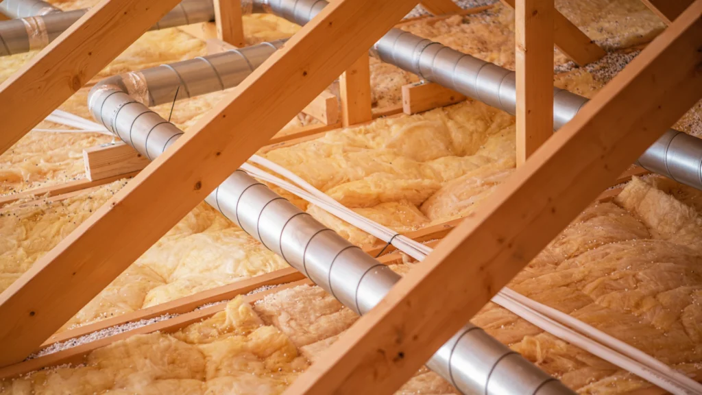 Insulation installed around residential framing